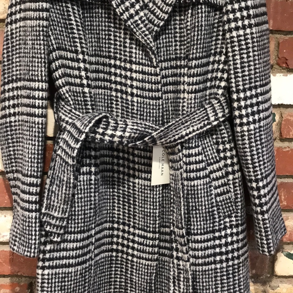 Cole Haan Signature Plaid Wool Blend Trench Coat - Picture 8 of 9